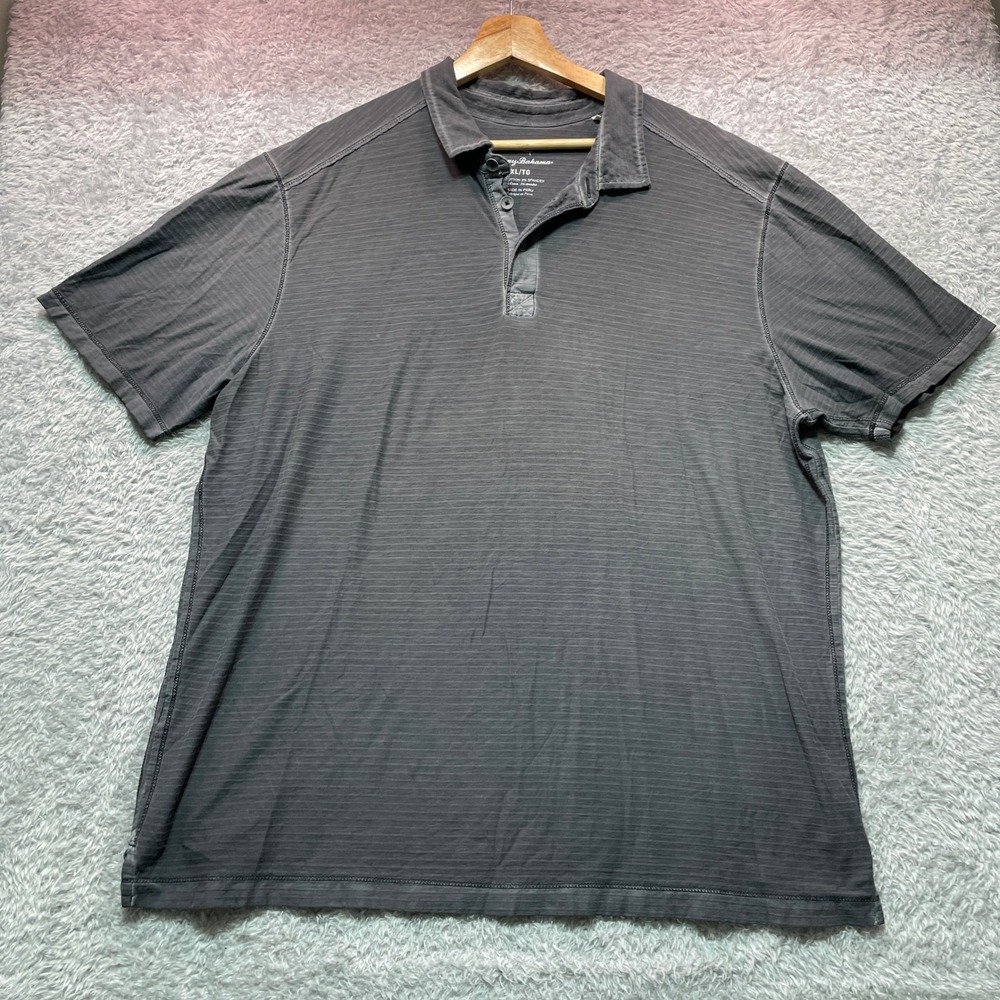 Tommy Bahama Mens XL Gray Slub Cotton Spandex Short Sleeve Polo Shirt - Picture 3 of 9